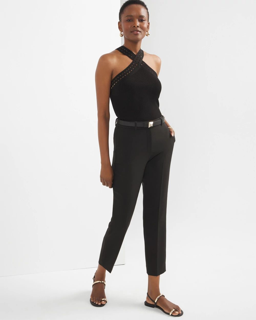 WHBM® Elle Slim Ankle Luxe Double Weave Pants | White House